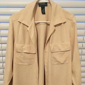 Lauren by Ralph Lauren 100% Silk Camel Shirt Size 8